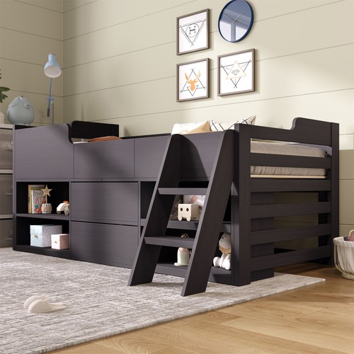 Kids wooden cabin bed - bed, mid