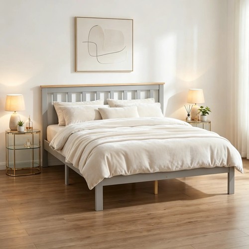 Panana white grey - grey, bed