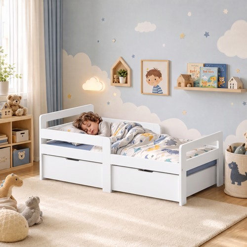 Wooden kids bed frame with - wooden, 2