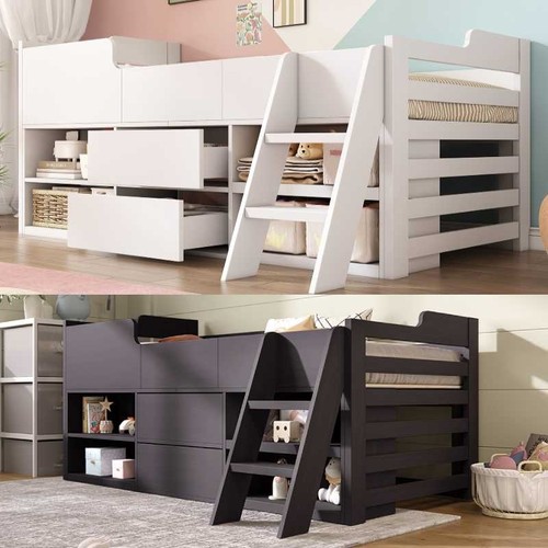 Kids wooden cabin bed mid - kids,