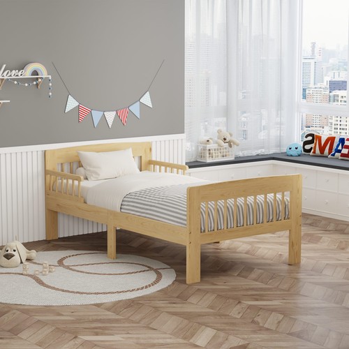Wooden single bed toddler kids - wooden,