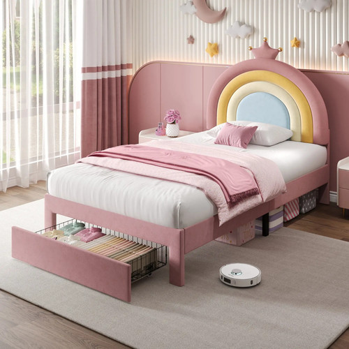 Kids single bed 3ft pink - single,