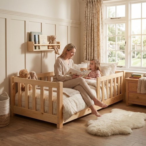 Solid pine toddler - floor, bed