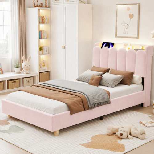 3ft single pink velvet - 3ft,