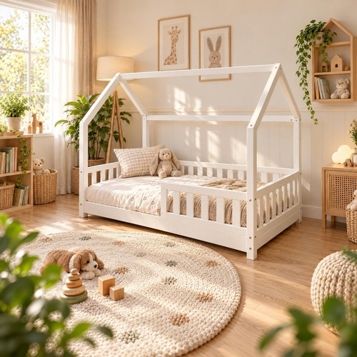 Kids house bed frame solid - bed,