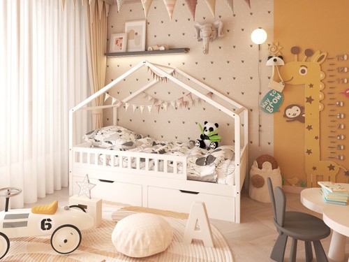 Furniturehmd white wooden kids - white,