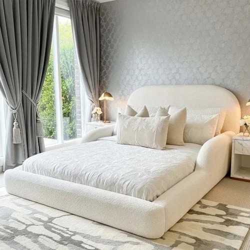 Bouclé upholstered bed - bouclé,
