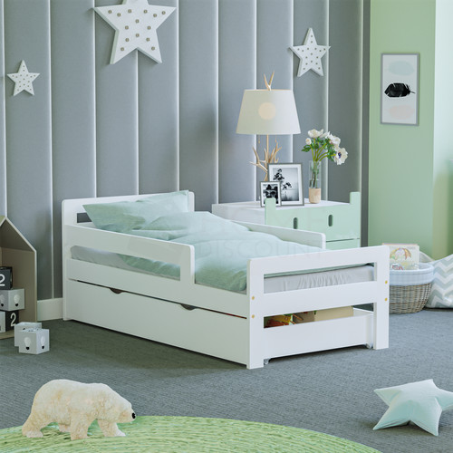 White toddler wood bed - white,