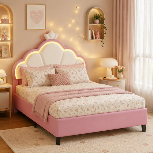 3ft single bed pink velvet - 3ft,